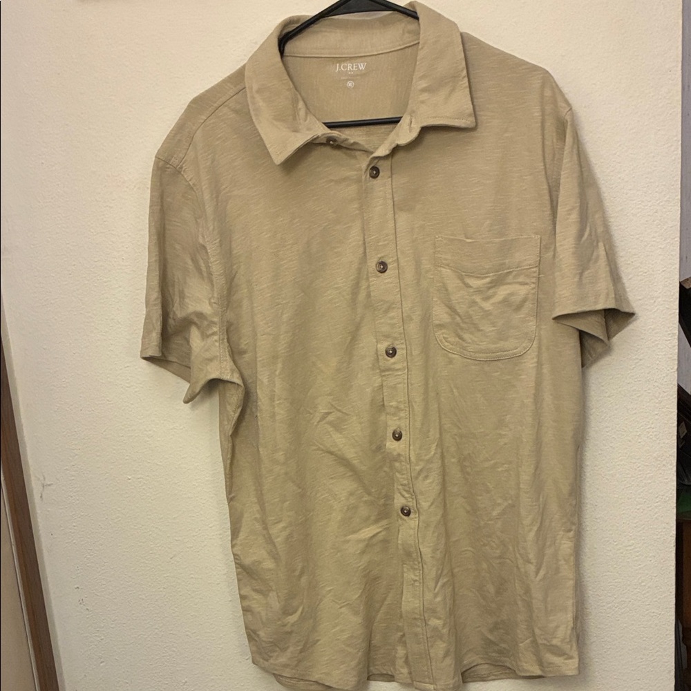 J. Crew Men's Beige Casual Egyptian Cotton Button Down Shirt